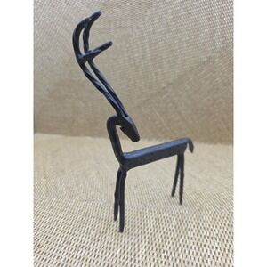 Hand Forged Cast Iron Oryx Deer Antlers Unique Desk Shelf Art Vintage Den Office